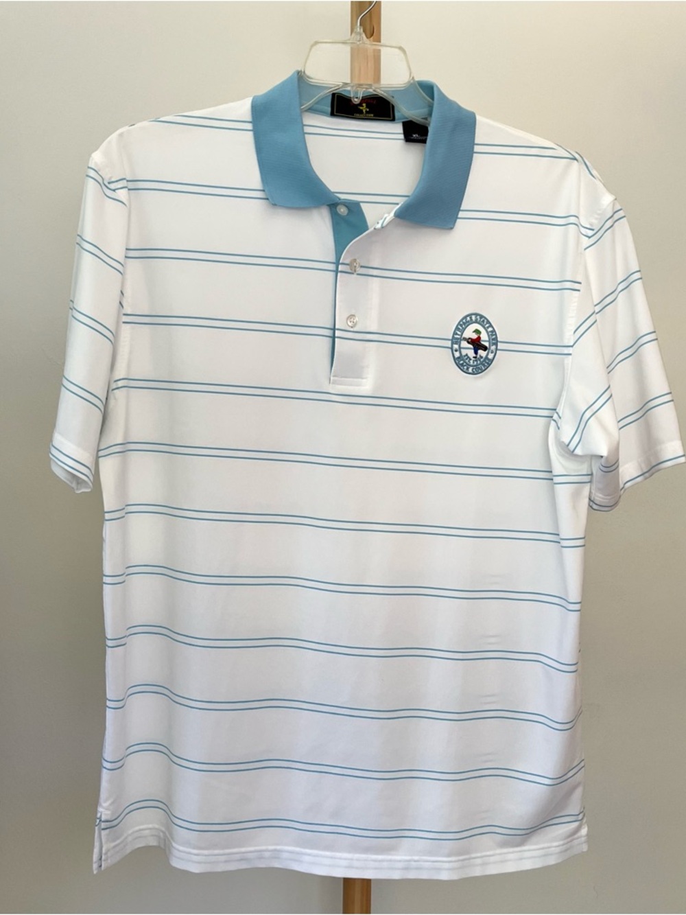 Bethpage Polo Shirt with Light Blue Stripe and Collar Men’s XL